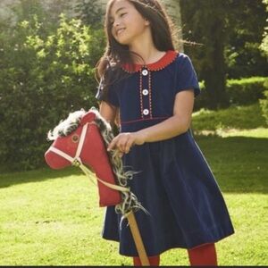 Mini Boden Navy Dress with Red Collar